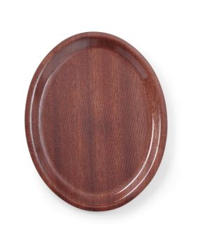 Serveringsbricka, oval, halkfri, laminerad, AmerBox, mahogny, 200x265mm