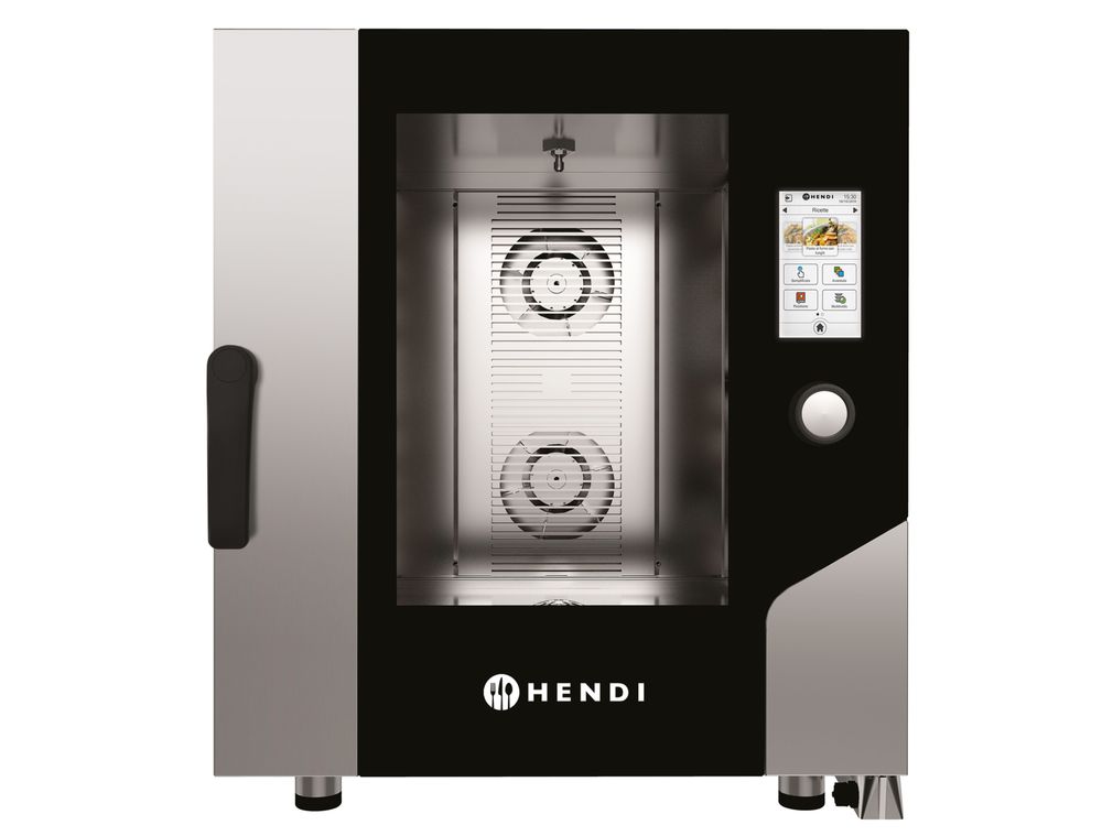 Konvektionsångugn – Touch 7 x GN 1/1, elektrisk, med direkt ånga och pekskärmsstyrd, HENDI, 730x784x(H)850mm