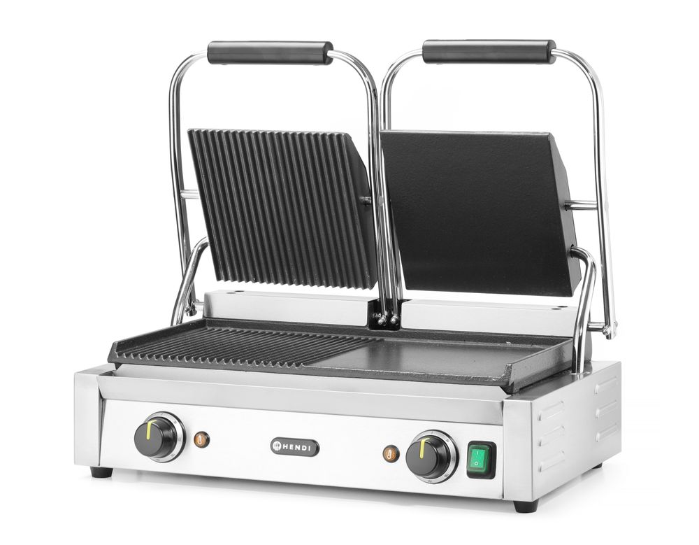 Kontaktgrill - dubbelversion, HENDI, halv slät, halv ribbad, 230V/3600W, 570x375x(H)216mm - Bild 2