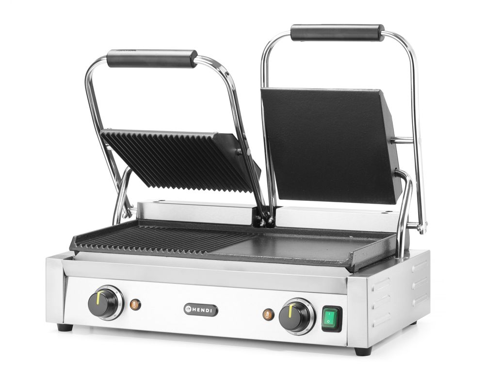 Kontaktgrill - dubbelversion, HENDI, halv slät, halv ribbad, 230V/3600W, 570x375x(H)216mm - Bild 3