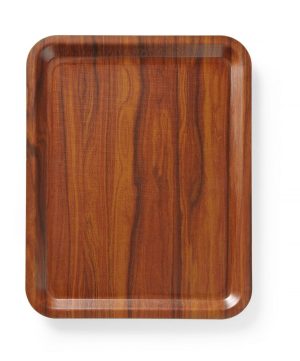 Serveringsbricka, rektangulär, halkfri, laminerad, AmerBox, mahogny, 460x360mm