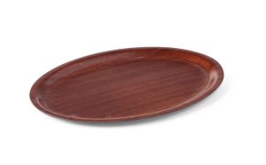 Serveringsbricka, oval, halkfri, laminerad, AmerBox, mahogny, 230x160mm