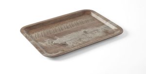 Serveringsbricka med melaminlaminat, halkfri, med trädesign, AmerBox, mörkt trä, 240x340mm