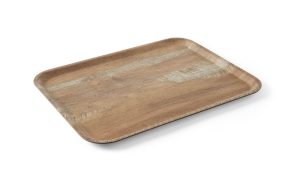 Serveringsbricka med melaminlaminat, halkfri, med trädesign, AmerBox, Trä, 370x530mm