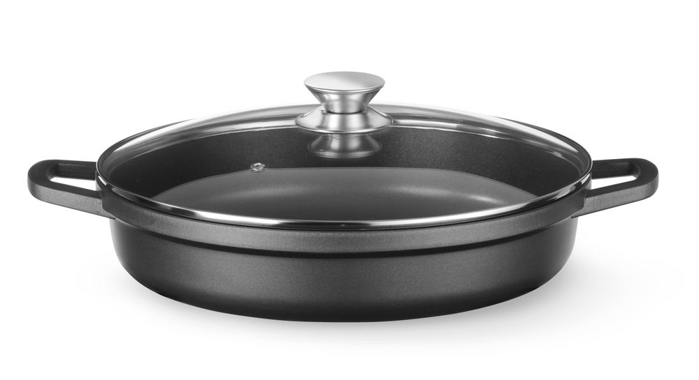 Gryta med non-stick beläggning, HENDI, 4,3L, Svart, 425x332x(H)70mm, Rund