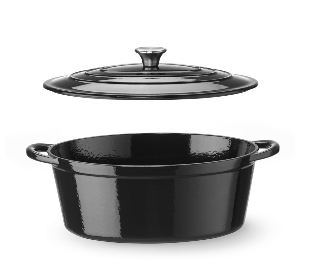 Gjutjärnsgryta emaljerad, HENDI, 6,88L, Svart, 405x255x(H)134mm, Oval - Bild 2