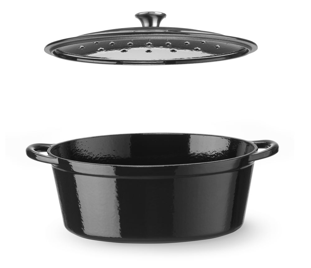 Gjutjärnsgryta emaljerad, HENDI, 6,88L, Svart, 405x255x(H)134mm, Oval - Bild 3