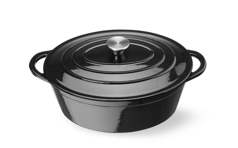 Gjutjärnsgryta emaljerad, HENDI, 6,88L, Svart, 405x255x(H)134mm, Oval - Bild 4