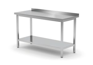 Väggbord med hyllplan – bultad, djup 600 mm, HENDI, Profi Line, 1000x600x(H)850mm