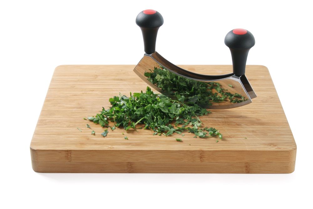 Köttfärskniv, HENDI, dubbelbladig, svart, 215x150mm - Bild 2